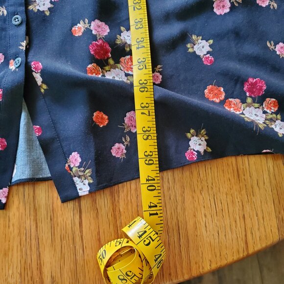J Jill Prairie Farm Black Floral Button Up Midi Dress Medium - Picture 14 of 16
